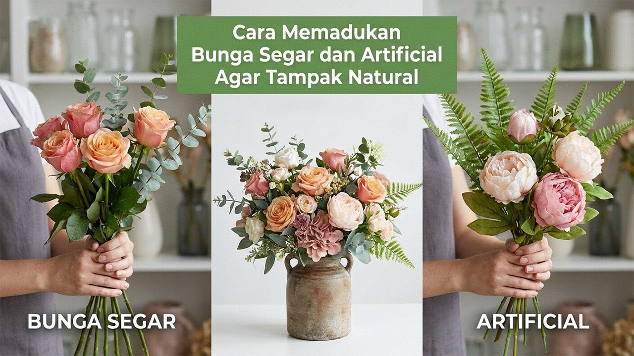 Cara Memadukan Bunga Segar dan Artificial Agar Tampak Natural