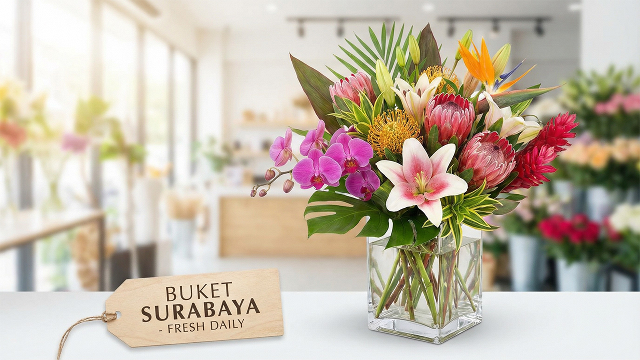 Buket Surabaya dengan Desain Modern dan Fresh Flower Harian